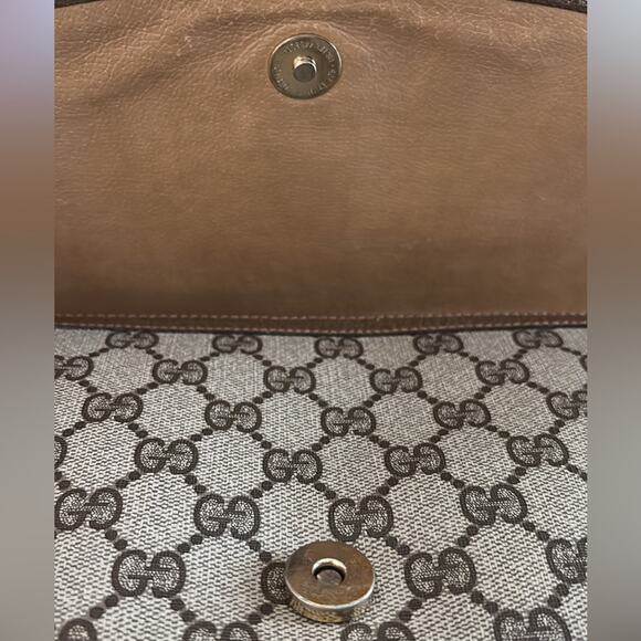 Authentic GUCCI GG Supreme Sherry Line Brown/Beige Clutch Bag - Picture 10 of 15